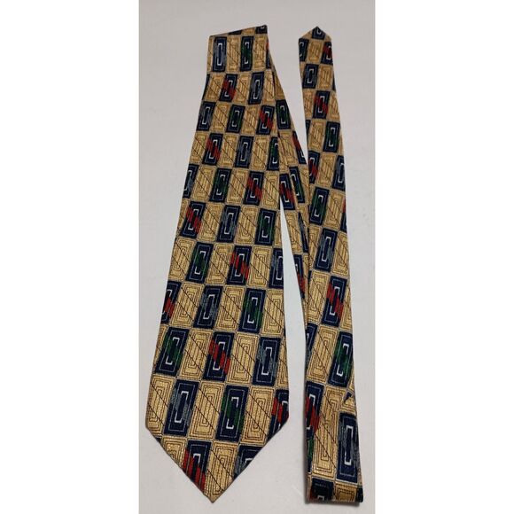 FERRELL REED Tie, Yellow & Navy Abstract Pattern - Picture 2 of 3